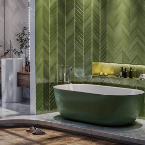 وان حمام فوق العاده زیبا و شیک جزیره ای سبز رنگ بیضی شکل خرید مستقیم از تولیدکننده